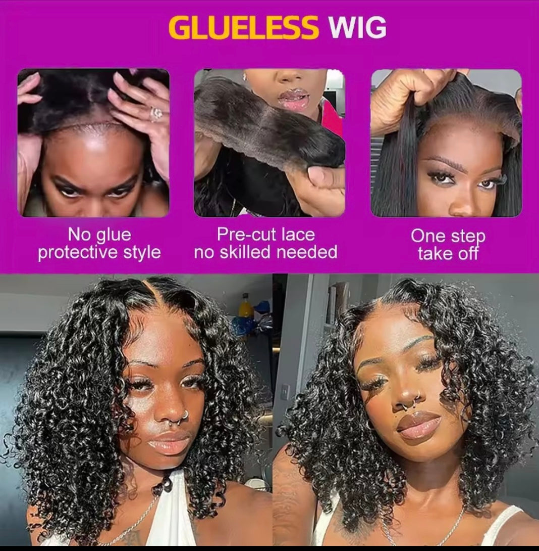 Deep Wave Bob 13x4 Glueless Wig Human Hair Ready To Wear Curly Wigs 250 Density Wear Go 7x5 Closure Pre Cut Lace Wigs Preplucked