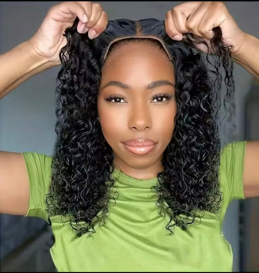 4x4 Put On And Go Glueless Bob Wigs Human Hair Curly For Women Pre Plucked Pre Cut Lace Ready To Wear Kinky Curly Lace Front Wig