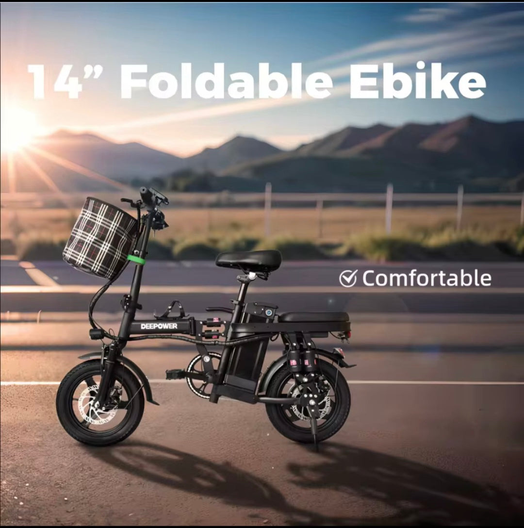 DEEPOWER K306 Electric Bike 400W 48V 22AH Folding Electric Bicycle With Basket Mini Ebike for Urban Commuter Lightweight Bicycle
