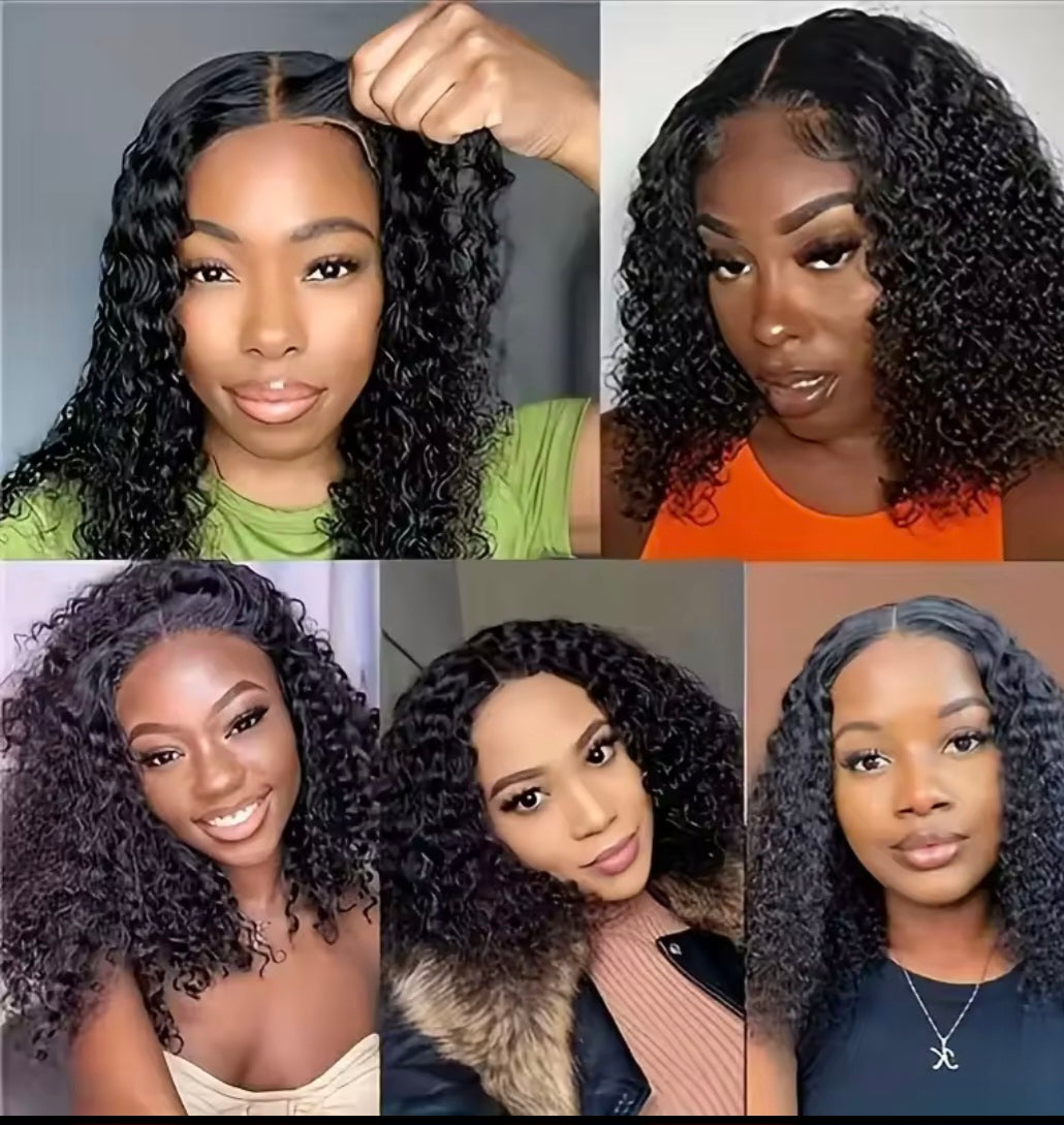4x4 Put On And Go Glueless Bob Wigs Human Hair Curly For Women Pre Plucked Pre Cut Lace Ready To Wear Kinky Curly Lace Front Wig