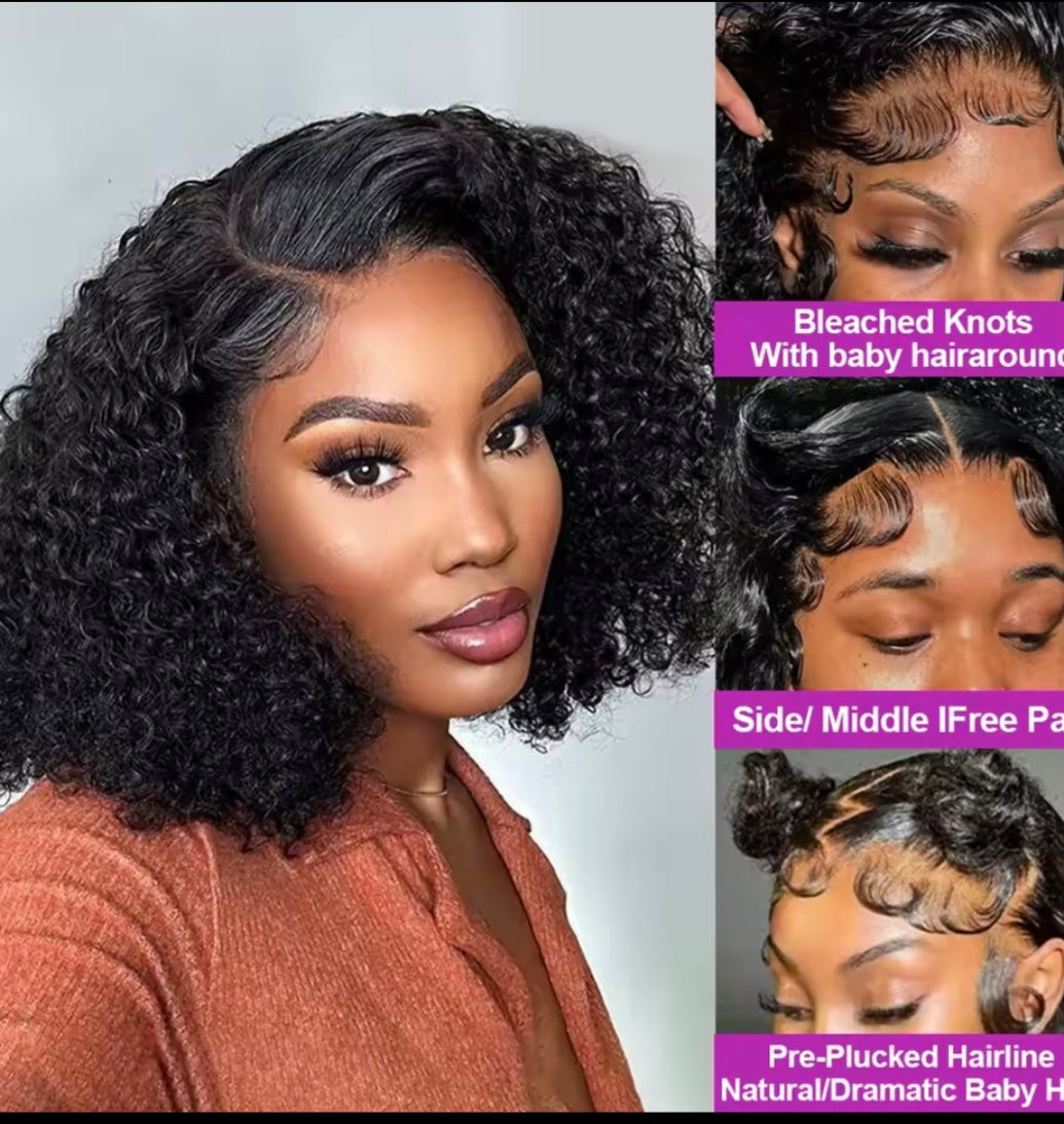 Deep Wave Bob 13x4 Glueless Wig Human Hair Ready To Wear Curly Wigs 250 Density Wear Go 7x5 Closure Pre Cut Lace Wigs Preplucked