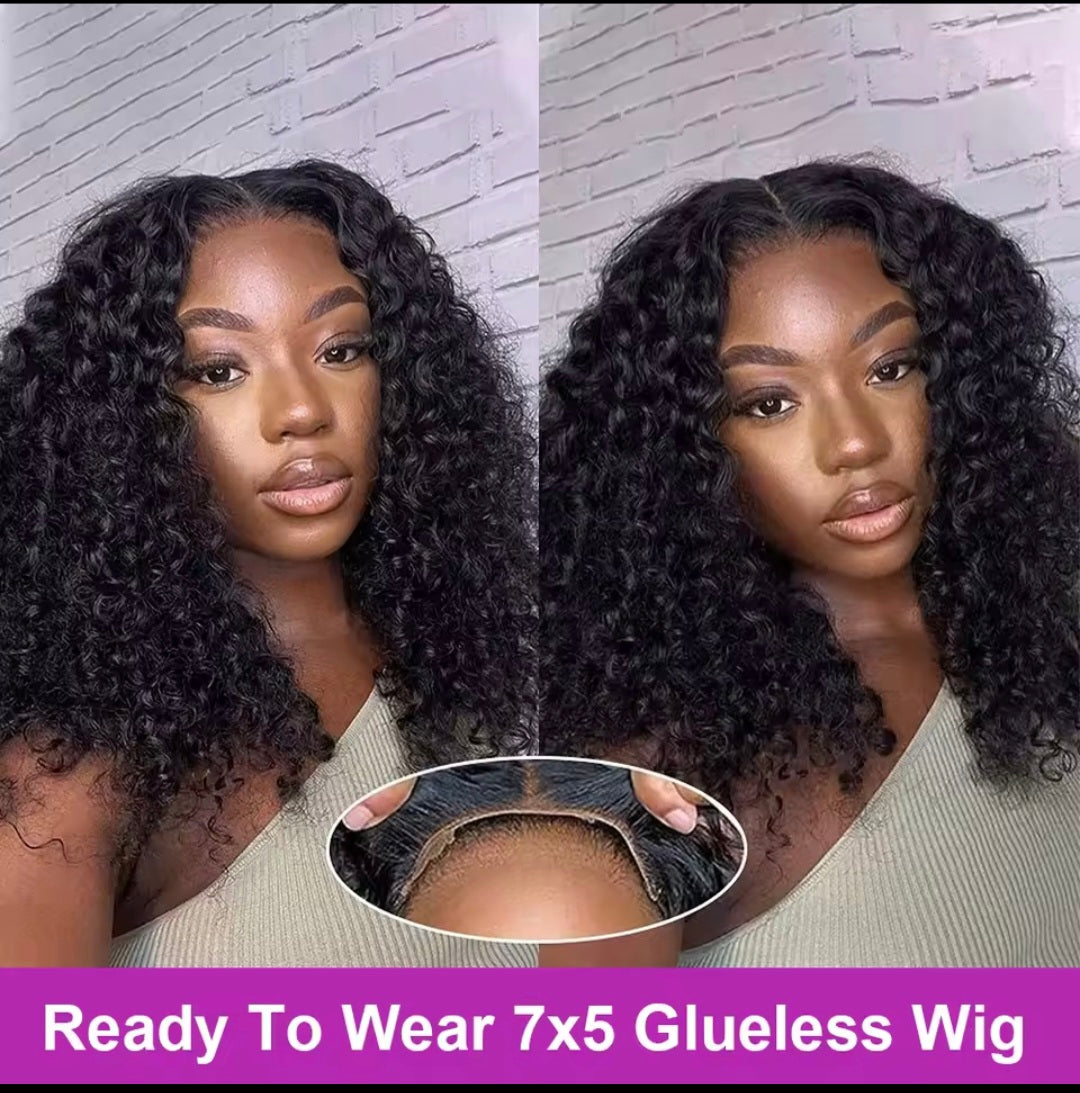 Deep Wave Bob 13x4 Glueless Wig Human Hair Ready To Wear Curly Wigs 250 Density Wear Go 7x5 Closure Pre Cut Lace Wigs Preplucked