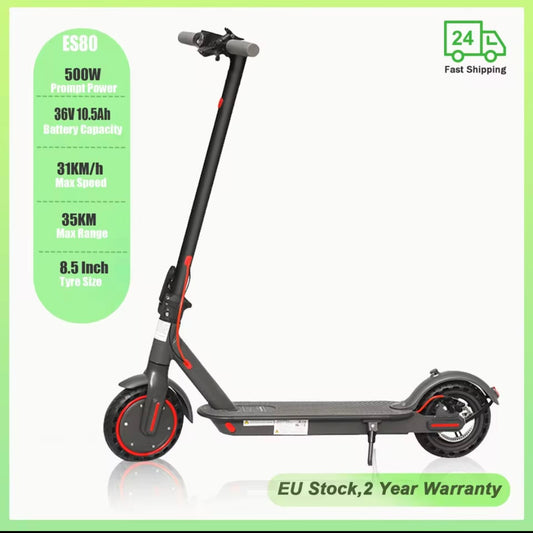 ES80/M365 X1 Electric Scooter 36V 10.5Ah 500W Motor 35KM Long Range 31KM/H 8.5Inch Solid Tires Foldable Smart APP EScooter