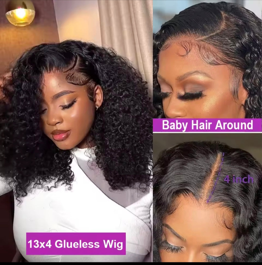 Deep Wave Bob 13x4 Glueless Wig Human Hair Ready To Wear Curly Wigs 250 Density Wear Go 7x5 Closure Pre Cut Lace Wigs Preplucked